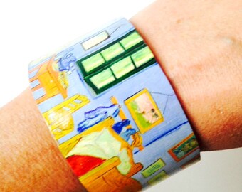 Bracelet VAN GOGH La chambre de la Maison Jaune base cartonnée bracelet manchette par The Sausage