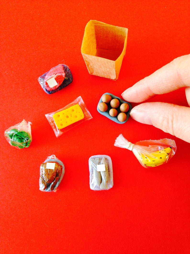 Miniature Grocery Bag Full of Groceries in 1:12 scale