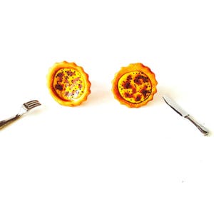 Stud earrings THE MINI QUICHES Handmade quiche tartlet earrings by The Sausage image 1