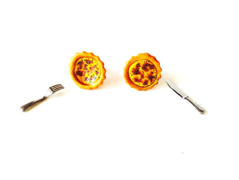 Stud earrings THE MINI QUICHES Handmade quiche tartlet earrings by The Sausage image 1