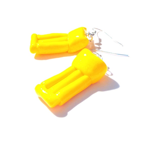 Boucles d'oreilles LES P TITS MATELAS gonflables jaunes miniatures en pâte polymère The Sausage