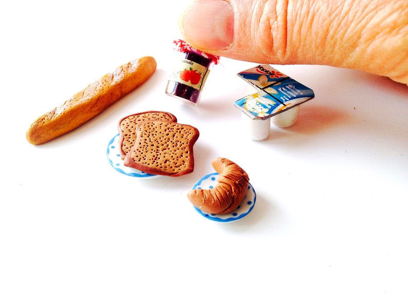 Dollhouse miniatures Handmade BREAKFAST IN FRANCE French breakfast set of 1 12 scale by The Sausage image 5