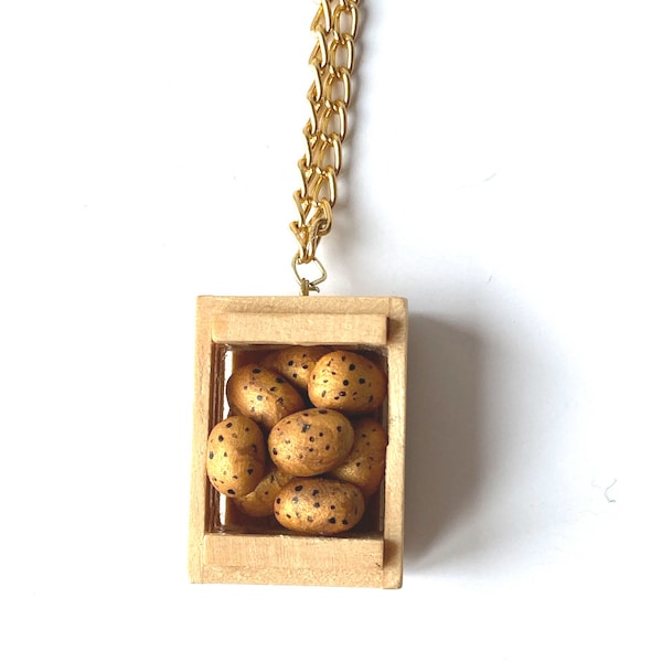 Collier sautoir bling bling LES PATATES cagette de patates miniature collier chaîne maillons dorés par The Sausage