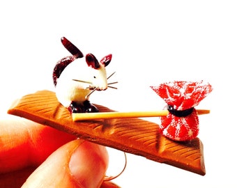 Ring The CHOCOLATE THIEF  Miniature rat with little luggage and chocolate bar handmade by The Sausage