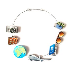 Collier ras du cou LE TOUR du MONDE voyages globetrotteuse par The Sausage image 1