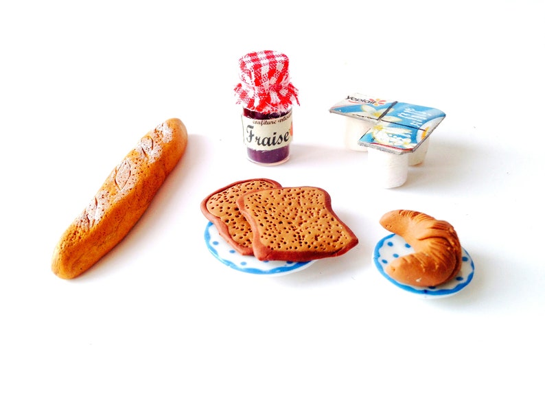 Dollhouse miniatures Handmade BREAKFAST IN FRANCE French breakfast set of 1 12 scale by The Sausage image 3