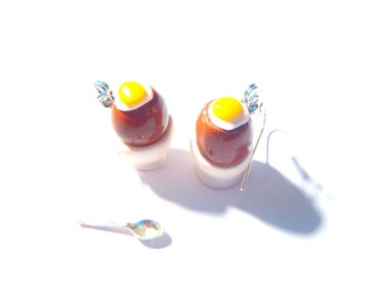 Earrings EGGCELLENT Made to order Soft Boiled egg polymer clay earrings handmade by The Sausage