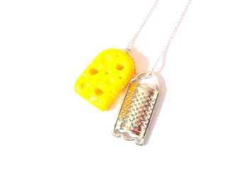 Necklace LIFE IS GRATE Miniature cheese and grate charm necklace by The Sausage