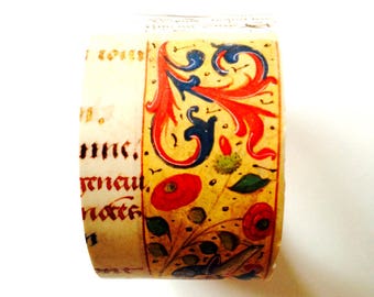 Bracelet MÉDIÉVAL doré beige inscriptions et enluminure du moyen âge par The Sausage