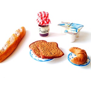 Dollhouse miniatures Handmade BREAKFAST IN FRANCE French breakfast set of 1 12 scale by The Sausage image 2