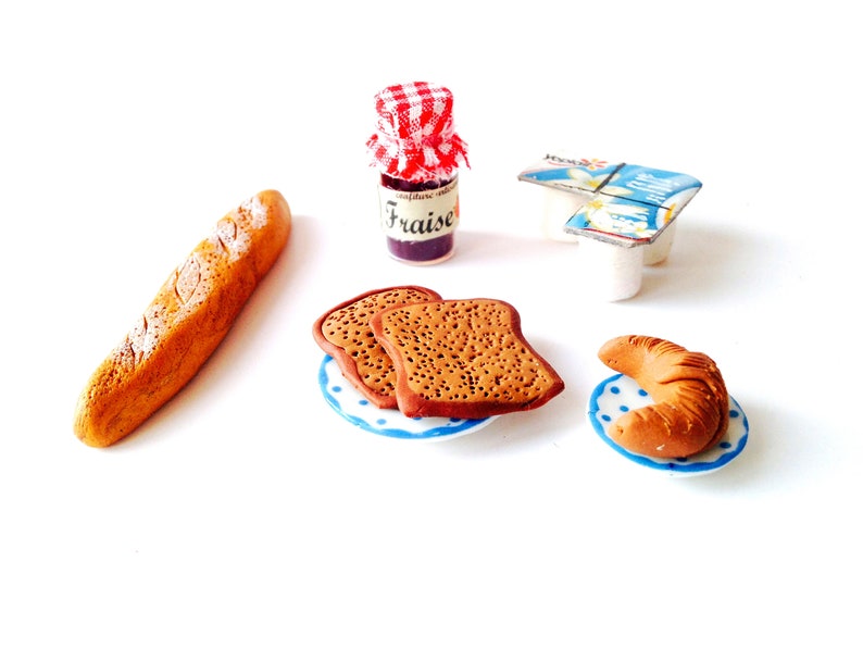 Dollhouse miniatures Handmade BREAKFAST IN FRANCE French breakfast set of 1 12 scale by The Sausage image 2