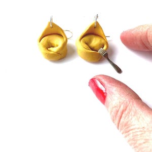 Handmade Dangle Earrings  TORTELLINI FATTI in CASA pasta Italy fun earrings made of polymer clay by The Sausage