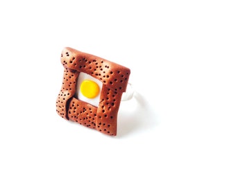 Ring THE GALETTE made to order buckwheat crèpe with egg miniature food adjustable ring French food Brittany handmade by The Sausage