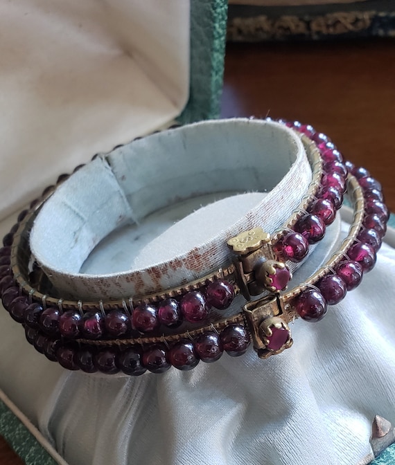 Antique Victorian Bohemian Garnet Ruby Bracelet, G