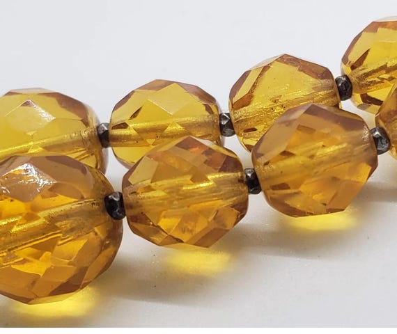 Rare Signed Miriam Haskell Citrine Amber Glass Rh… - image 6