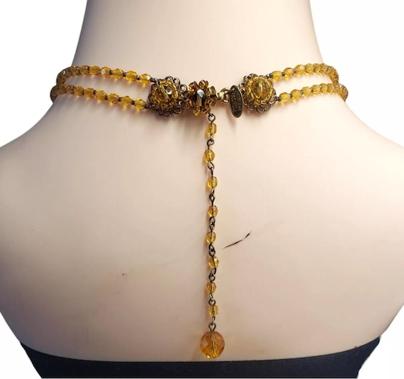 Rare Signed Miriam Haskell Citrine Amber Glass Rh… - image 8