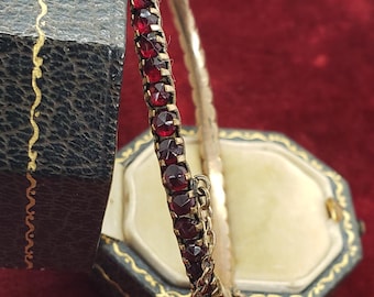 Beautiful Antique Bohemian Rose Cut Garnet Bangle Bracelet,red Natural Pyrope Czech Garnets