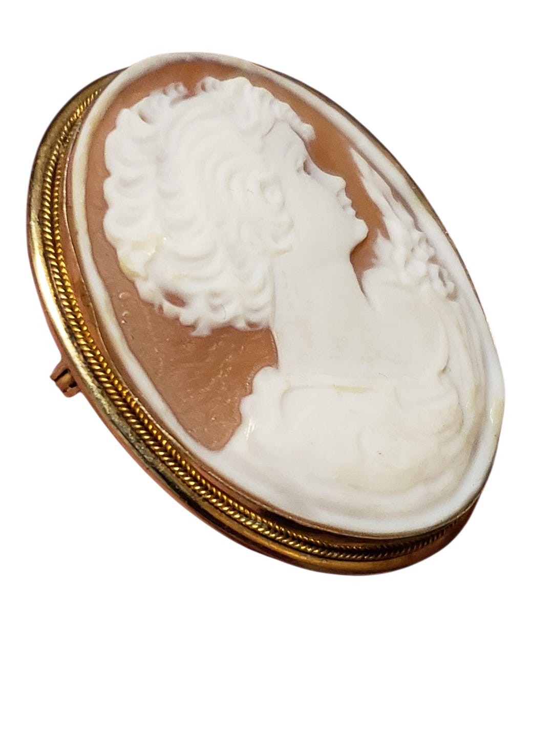 Antique Vintage Carved Shell Cameo Gilt Silver Brooch Pendant - Etsy