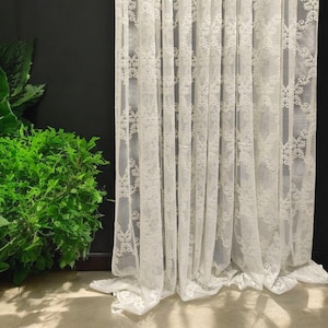 Cortinas transparentes de renda francesa rococó de luxo | Tamanho personalizado para quarto, sala de estar e banheiro