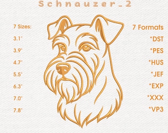 Schnauzer Line Art Embroidery Design – Minimalist Dog Outline Pattern