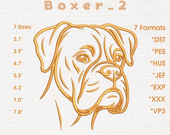 Boxer Dog Line Art Embroidery Design – Minimalist Machine Embroidery Pattern | Modern Pet Outline | Digital Download