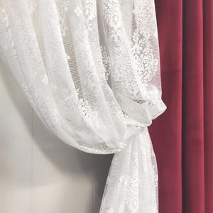 Elegante Französische Rokoko Spitzengardine | Benutzerdefinierte durchsichtige Vorhänge für Schlaf- und Wohnzimmer