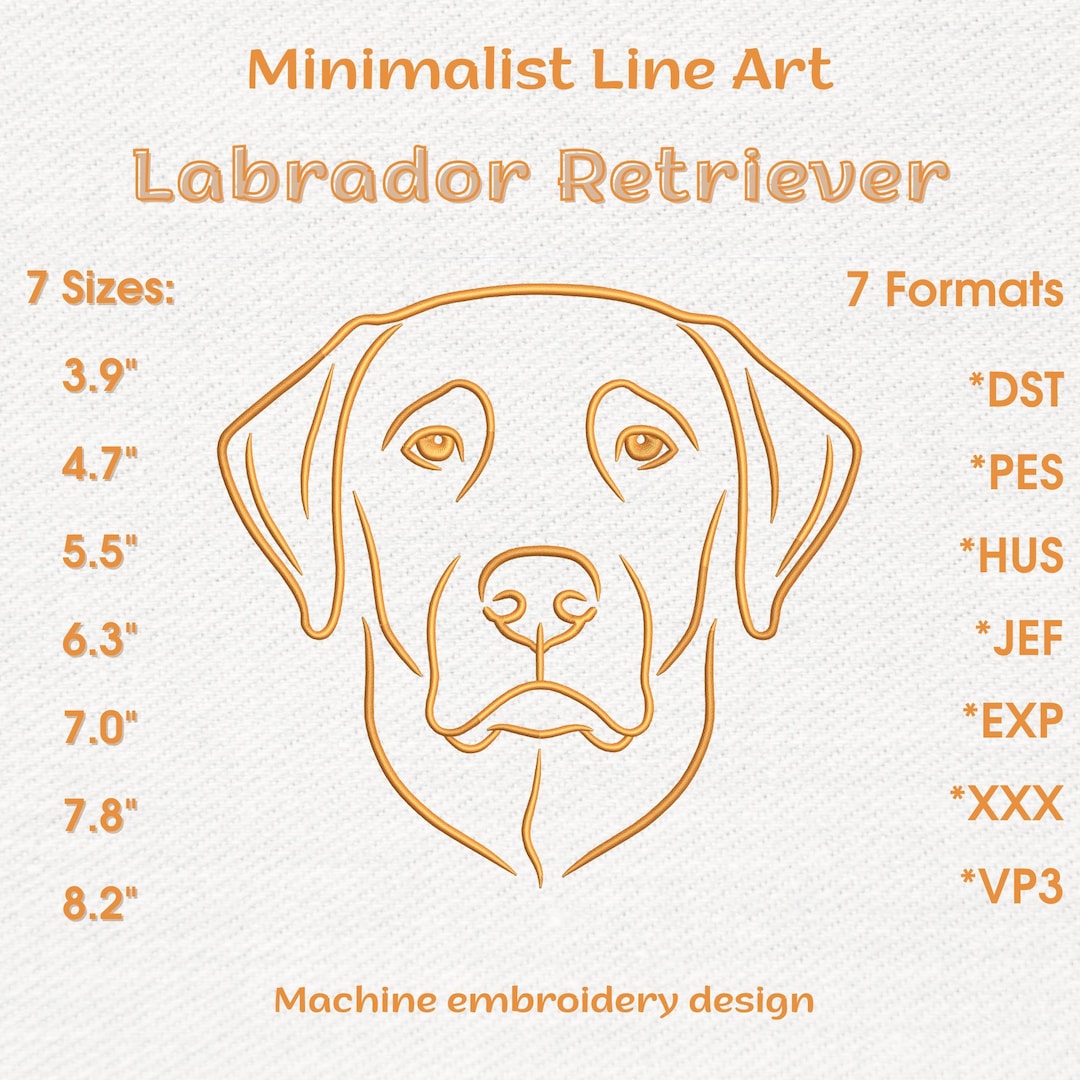 Lab Wmbroidery Pattern Elegant Labrador Retriever Embroidery Pattern | Loyal Line Art Design ...
