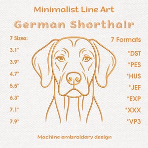ジャーマン・ショートヘアード・ポインターの線画刺繍デザイン（デジタルダウンロード）