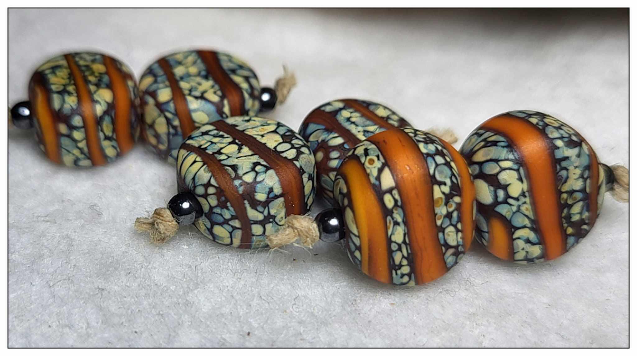 Tigers Eye Flat Tab Handmade Lampwork Beads