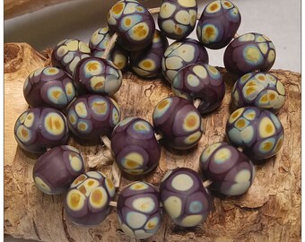 Thai Orchid and Raku Handmade Lampwork Beads
