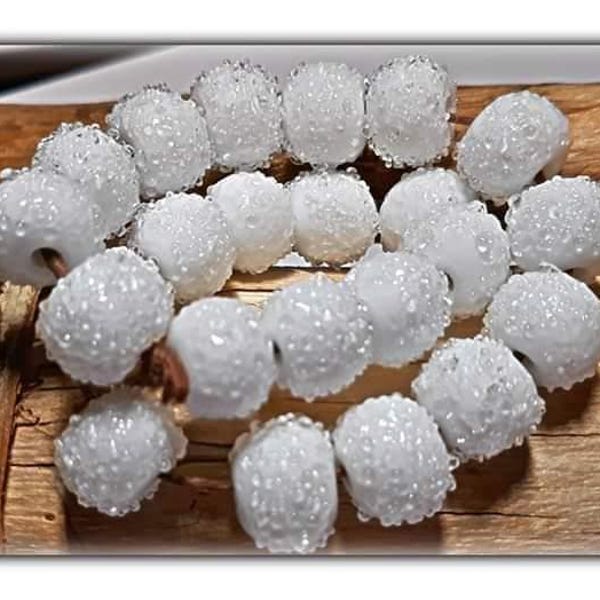 Snow Balls Handmade Lampwork Beads