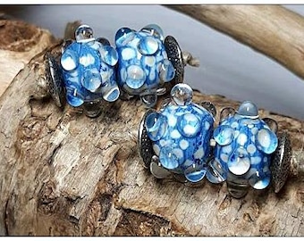 Blue Avorio Handmade Lampwork Beads