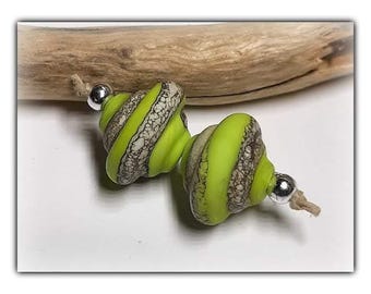 Tribal Lime Baroque Handmade Lampwork Beads