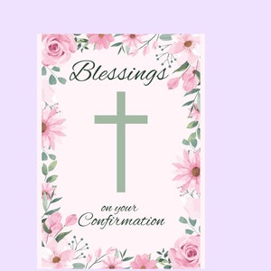 Carte de voeux rose de bénédictions pour confirmation, autres événements sacrés, personnalisation gratuite image 1