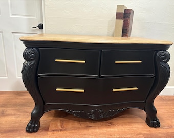 Vintage Black Dresser, Elegant Entryway Furniture, Hallway Dresser with Storage