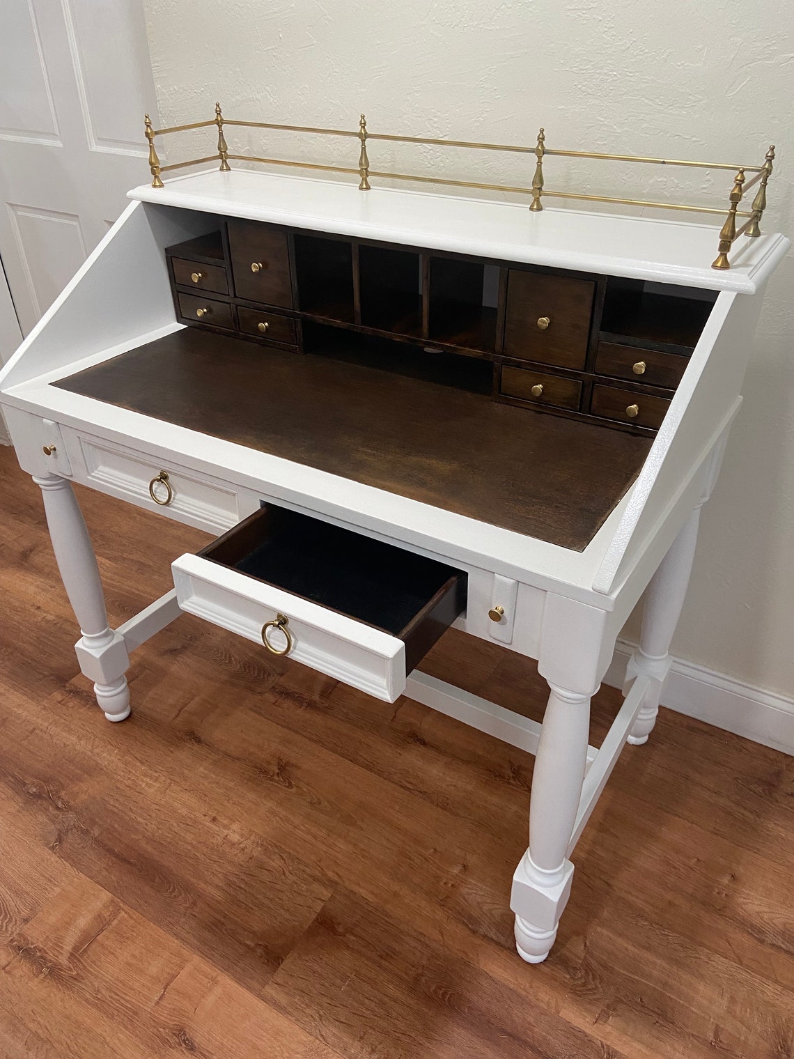 Vintage Office Desk, Large Office Desk, Desk With Drawers, Restored