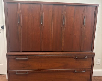 Mid-Century Modern Brasilia Style Walnut High Chest