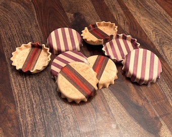 Sottobicchieri in legno massello con tappo di bottiglia, set di 4 sottobicchieri