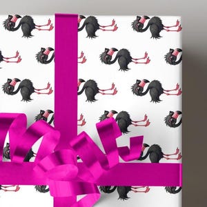Rollo de papel de regalo con flamencos góticos, papel de regalo, divertido, único, hecho a mano, estilo dramático, sofisticado, atrevido y hermoso, caprichoso
