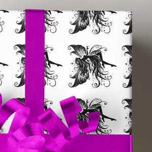 Rollo de papel de regalo de hadas, papel de regalo, divertido, único, hecho a mano, estilo dramático, sofisticado, audaz y hermoso, caprichoso, místico
