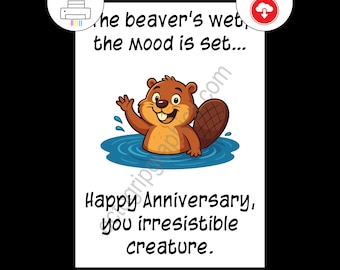 Funny Anniversary Card, Naughty Humor, Beaver Pun, Adult Joke, Couples Gift,