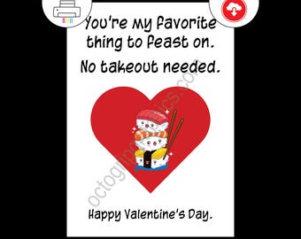 Naughty Valentine Card, Funny Adult Humor, Sushi Kawaii Love Gift