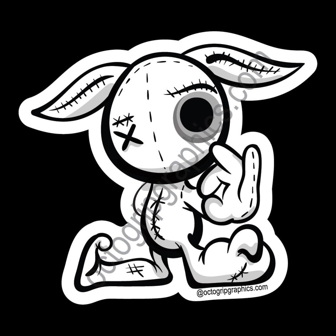 Evil Zombie Rabbit, Vinyl Sticker, Zombie, Fun Sticker, Goth Sticker ...