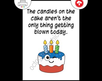 Funny Birthday Card, Naughty Humor, Adult Joke, Cheeky Wish, Cake Candles,