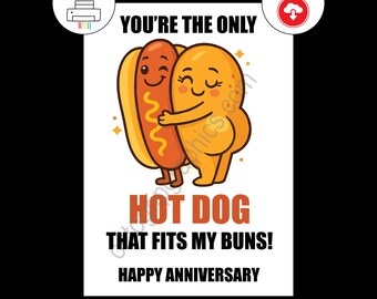 Funny Anniversary Card, Naughty Hot Dog Buns, Adult Humor, Couples Gift