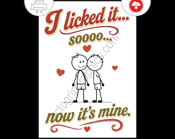 I Licked It So Now It's Mine, Funny Gay Couples Card, Naughty