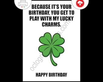Lucky Charms Birthday, Funny Adult Humor, Naughty, Suggestive, Cheeky Gift