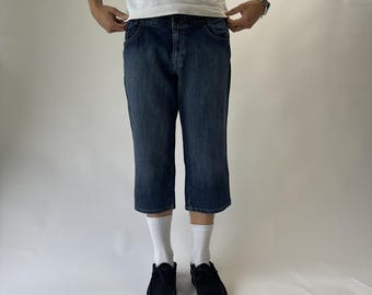 Pantalones cortos capri vaqueros vintage Eddie Bauer, estilo carpintero, talla 34