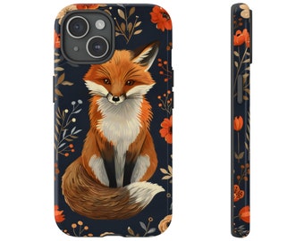Floral Fox Tough Cases, Fox Phone Cases, Floral Phone Cases, iPhone Phone Cases, Samsung Galaxy Phone Cases, Google Pixel Phone Cases