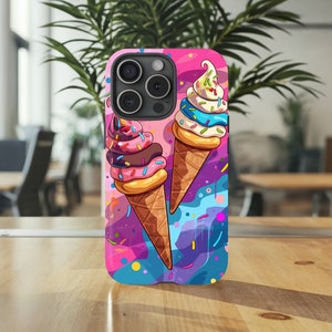 Bunte Eistüten Print iPhone Hülle Niedlich hell für iPhone 16 15 14 13 12 11 Robuste Handyhülle Trendige Wüsten Handyhülle